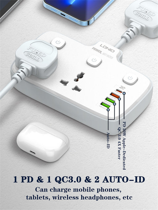 LDNIO SC2413 - Portable Electrical Power Socket - 2500W - 2AC
