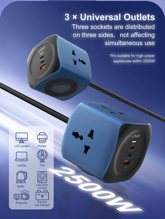 LDNIO SC3319 6 in 1 Power Socket Adapter Desktop Charger 