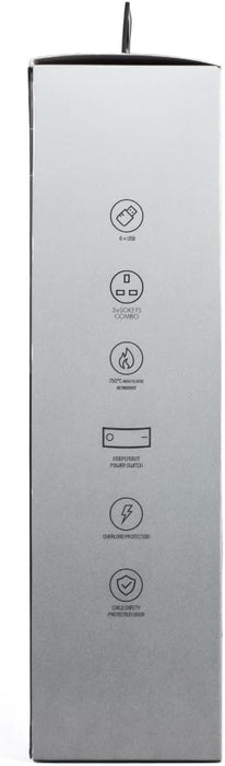 LDNIO SC3604 Power Strip Socket with 3-pin US Plug, 6 USB Charging Ports Wiring Board, 3 Power Socket Ports