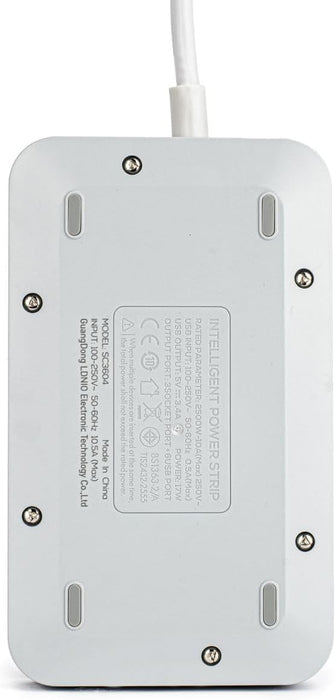 LDNIO SC3604 Power Strip Socket with 3-pin US Plug, 6 USB Charging Ports Wiring Board, 3 Power Socket Ports