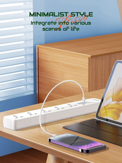LDNIO SC5319 Multi Socket Extension Lead with 5 AC 3 USB Power Socket Plug Extender with 38W 