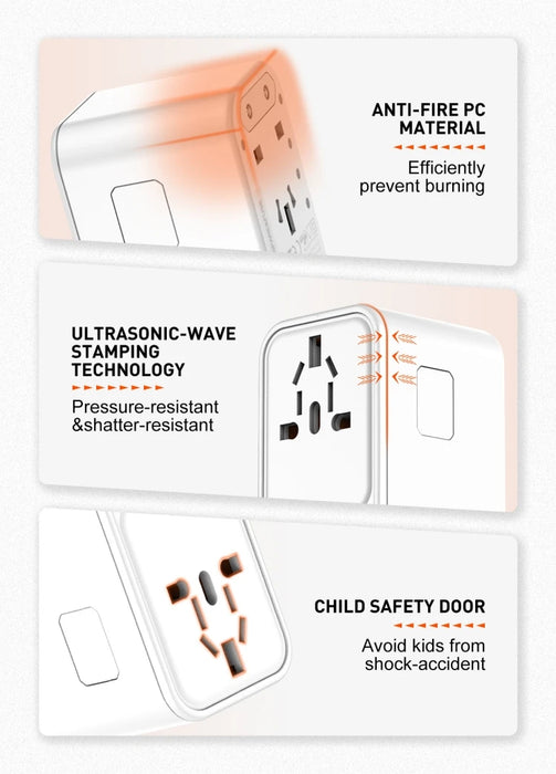 LDNIO Z6 Worldplug All in One Worldwide Travel Charger Multi Plug Adapter With USB Type-C Charging Universal Travel Adapter