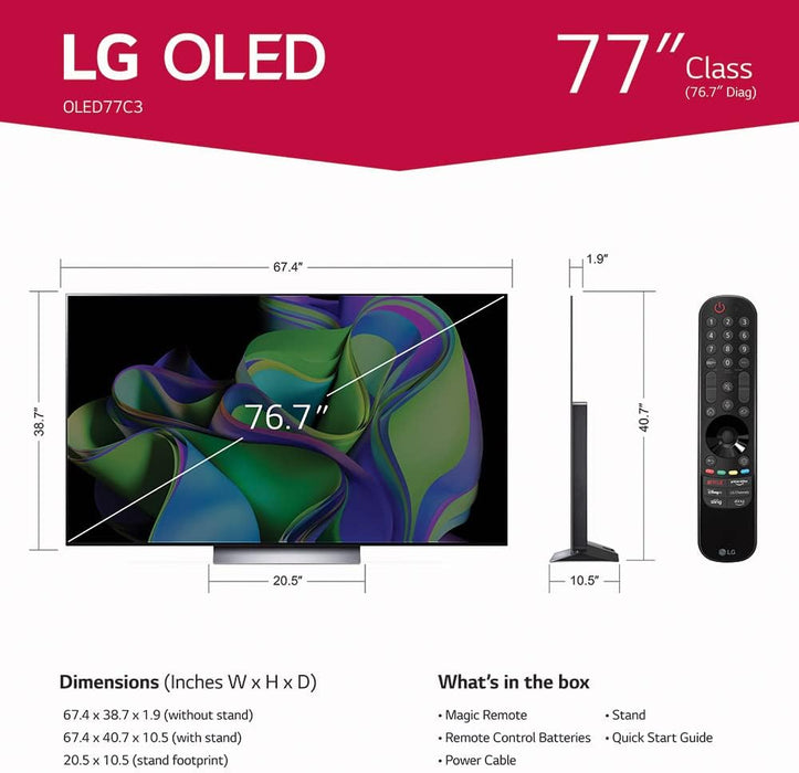 LG C3 Class 77 inch 4K OLED evo Smart TV 2023 (OLED77C3PUA)