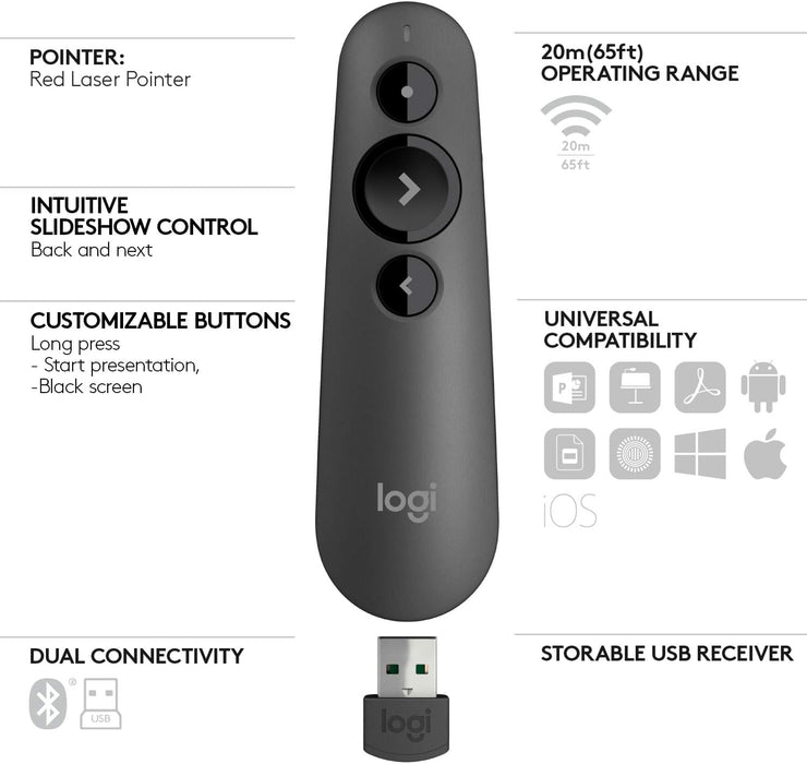 Logitech R500s Laser Pointer Presentation Remote