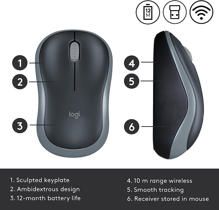 Logitech M185 Wireless Mouse (910-002235)