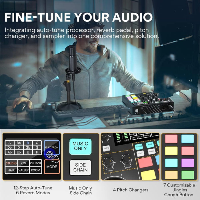 MAONO MaonoCaster All-In-One Podcast Production Studio AU-AM100 Bundle - kit with pm 320T and mh601