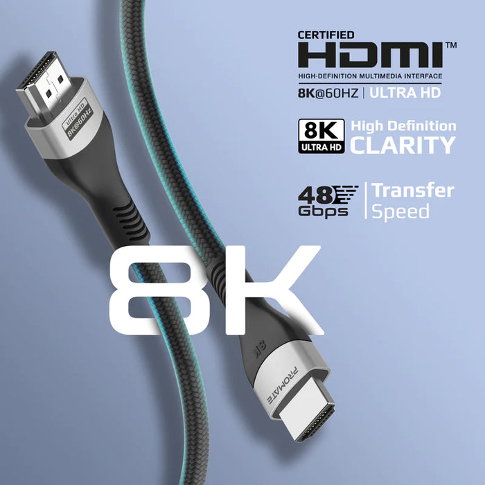 Promate Ultra High-Speed 8K@60Hz HDMI 2.1 Cable, 3M Cable Length (PrimeLink8K-300)