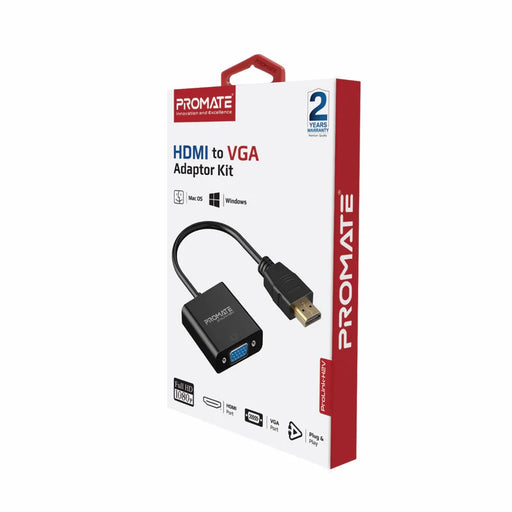 Promate HDMI to VGA Display Adaptor With Up to 1080p HD Resolution Support (ProLink-H2V)