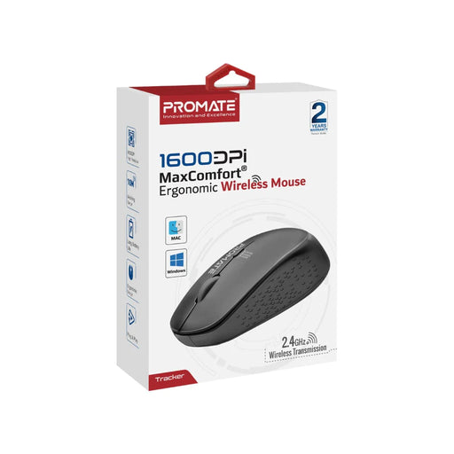 Promate 1600DPI MaxComfort Ergonomic Wireless Mouse (Tracker)