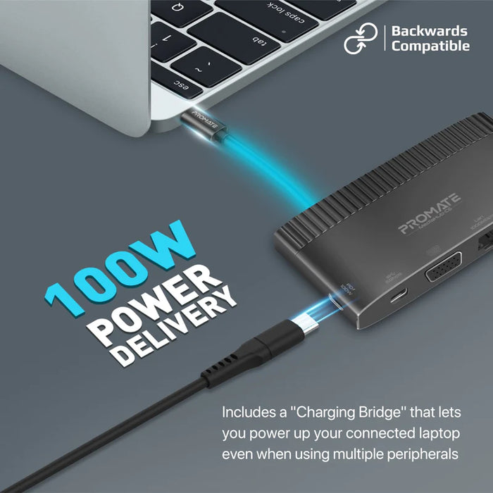 Promate MediaHub-C6 6-in-1 Highly Versatile Super Speed USB-C Media Hub