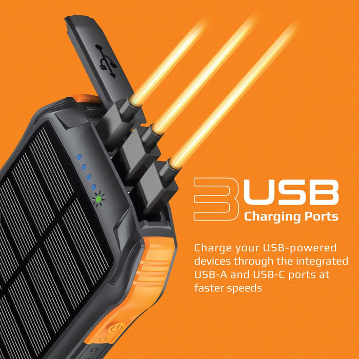 Promate SolarTank-10PDQi 10000mAh Rugged EcoLight Solar Power Bank