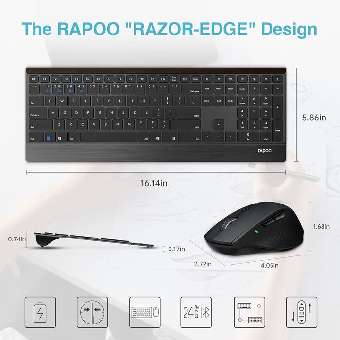 Rapoo 9500M Multi-mode Wireless Ultra-slim Desktop Set