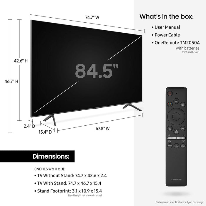 Samsung 85" Q60T QLED 4K Smart TV (QA85Q60)