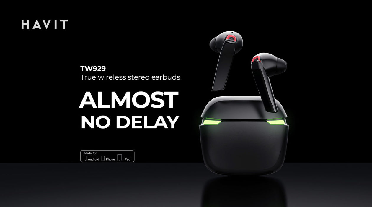 Havit TW929 Pro Wireless Bluetooth Earbuds, ENC Noise Cancelling HiFi Music With Low Latency Game Mode