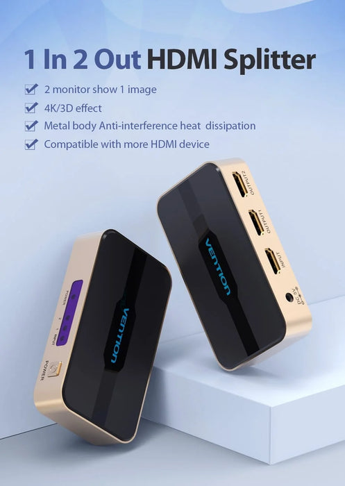 VENTION ACBG0 1 in 2 Out HDMI Splitter