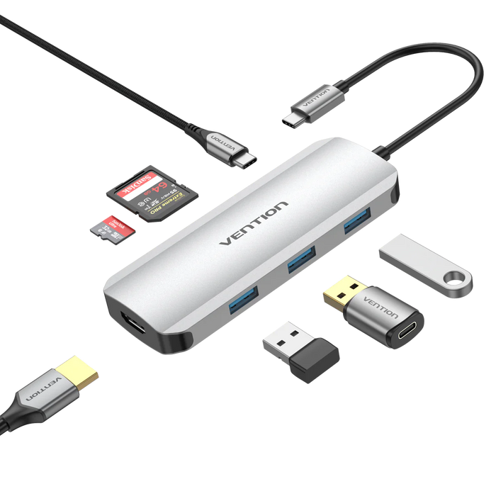 Vention 7 in 1 USB-C Multi-functional Docking Station -  TOJHB