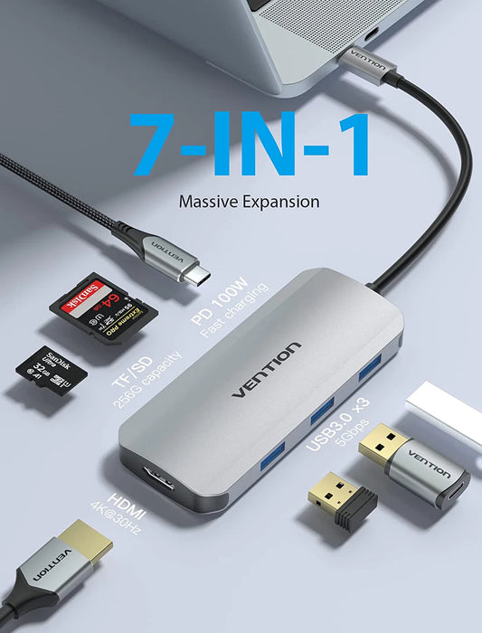 Vention 7 in 1 USB-C Multi-functional Docking Station -  TOJHB