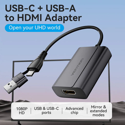 Vention USB-C + USB-A To HDMI Adapter 0.15 Meters - ACYHB