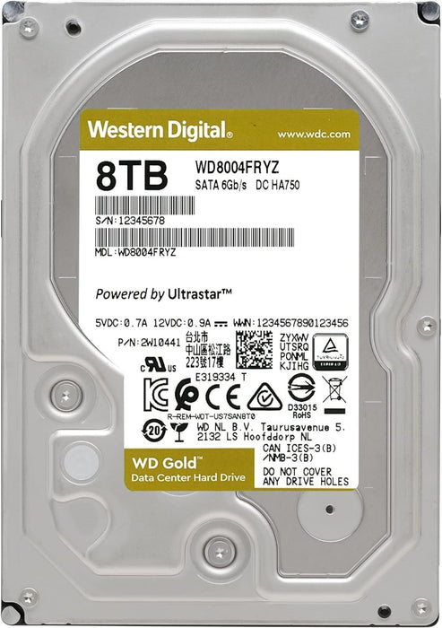 WD Gold Enterprise Class 8TB, 256MB, 7200rpm SATA Internal Hard Drive