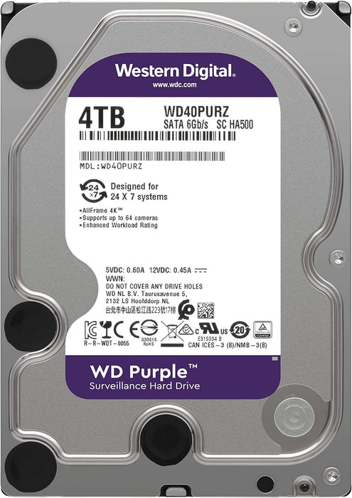 WD Purple Surveillance Hard Drive 4 TB, 256 MB  -WD43PURZ