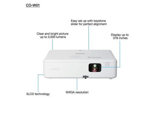 Epson CO-W01 Projector 3LCD Technology, WXGA – V11HA86040