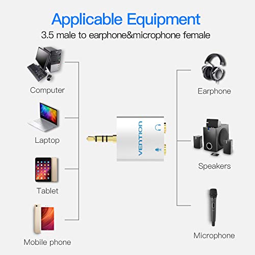 Vention 4 Pole 3.5mm Male to 2X3.5mm Female Converter – VEN-BDAW0 with Separated Audio and Microphone Port. 