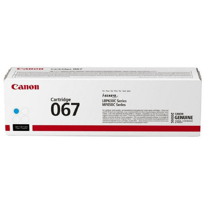  Canon 067 Cyan Toner Cartridge for Canon Color ImageClass LBP631Cw / LBP633Cdw / MF651Cw / MF655Cdw / MF657Cdw Yield 1,250 Pages - 5101C002AA