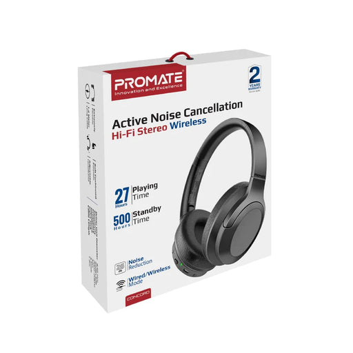 Promate ANC High-Fidelity Stereo Wireless Headphones (Concord)