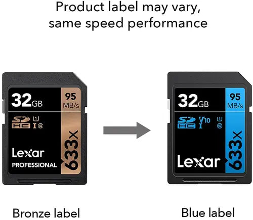 Lexar 633x Professional 32GB SDHC™ UHS-I cards,  up to 95MB/s read 20MB/s - LSD32GCB633