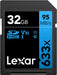 Lexar 633x Professional 32GB SDHC™ UHS-I cards,  up to 95MB/s read 20MB/s - LSD32GCB633