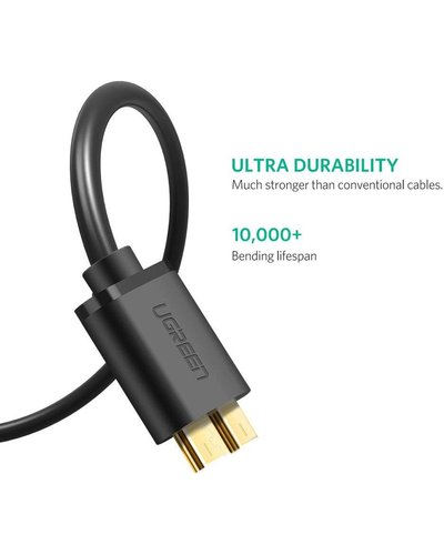 UGREEN USB-A 3.0 to Micro USB 3.0 Male Cable 0.5m (US130) - Compatible with Samsung Galaxy S5 Note 3 Camera Hard Drive and More 1.5ft - UG-10840