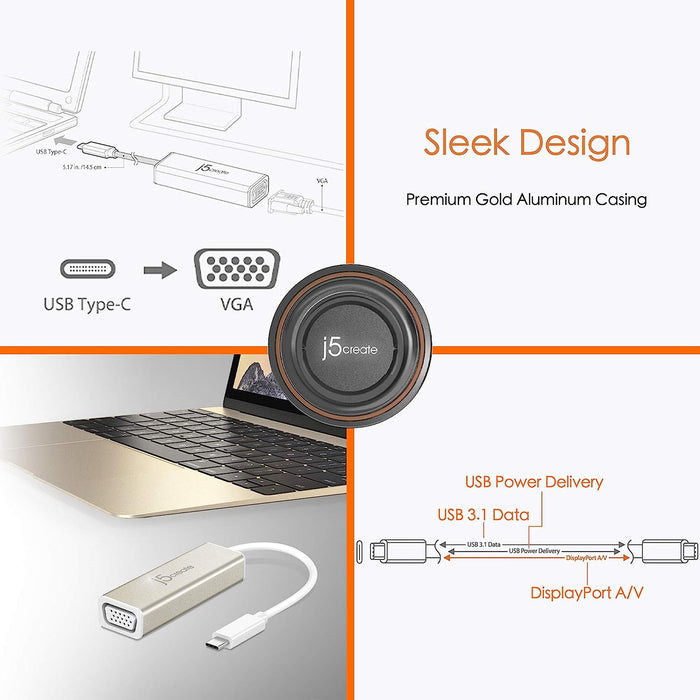 J5create USB 3.1 Type C to VGA Adapter -  JCA111