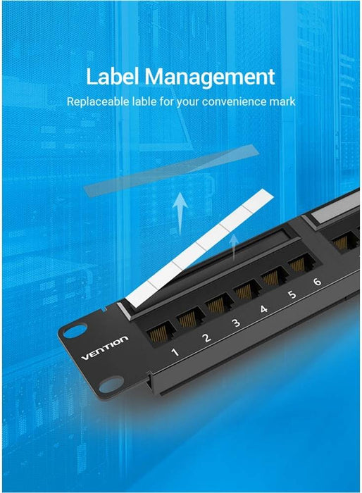 Vention Cat.6 UTP 24 Ports Keystone Patch Panel - VEN-KGAB0 with Cable Management and Hardware Included