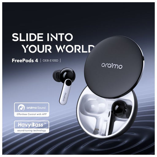 oraimo FreePods 4 ANC Noise Cancellation Havy Bass 35.5-hr Long Playtime True Wireless Earbuds with APP Control - OEB-E105D