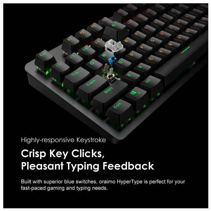 oraimo HyperType Wired Mechanical Keyboard With Detachable Wrist Rest - OGG-MKD71