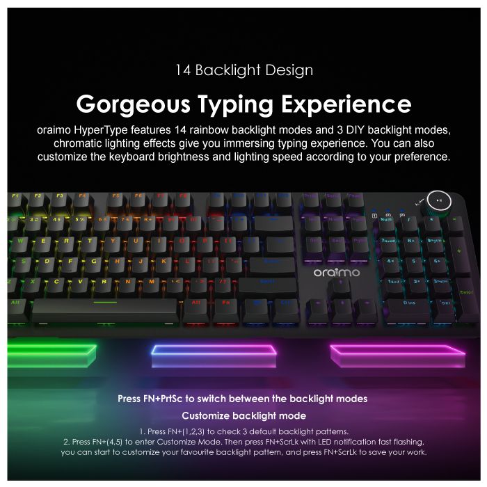 oraimo HyperType Wired Mechanical Keyboard With Detachable Wrist Rest - OGG-MKD71