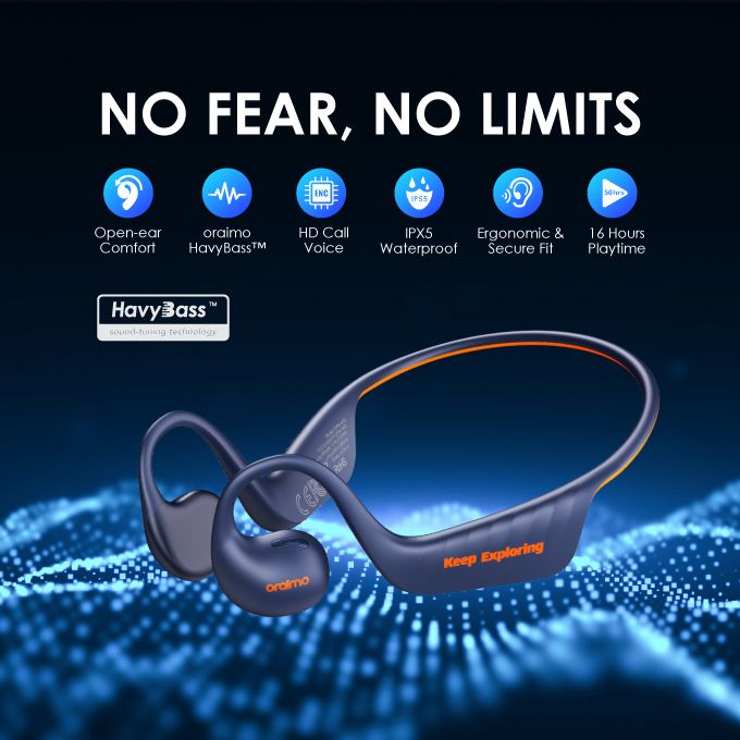 oraimo OpenCirclet IPX5 Ergonomic Secure Fit Long Playtime Open-ear Bluetooth Headphones -OPN-40D