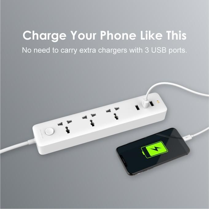 oraimo PowerHub 3 AC Outlets 3 USB Ports UK Power Strip - OWS-U331