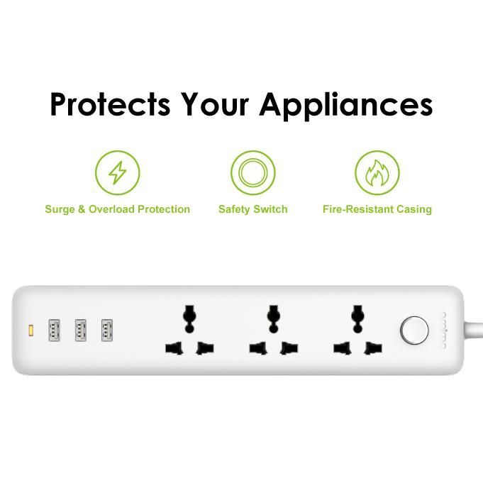 oraimo PowerHub 3 AC Outlets 3 USB Ports UK Power Strip - OWS-U331