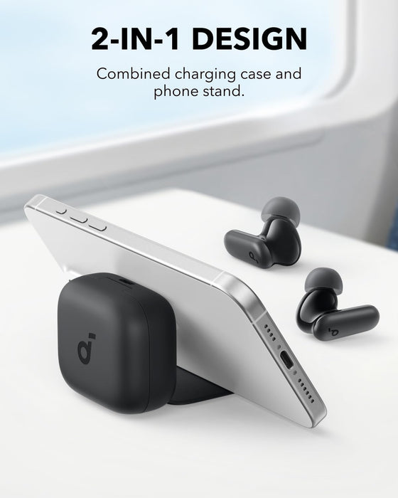 Anker Soundcore P30i True Wireless Noise-Canceling Earbuds – A3959Z11 featuring a 2-in-1 charging case and phone stand.
