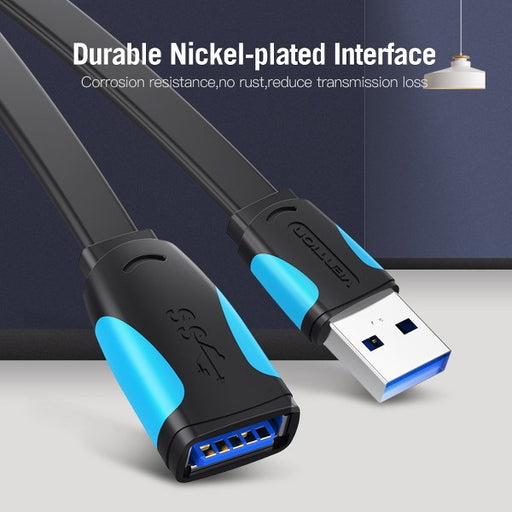 Vention Flat USB 3.0 Extension Cable 3 Meter – VEN-VAS-A13-B300 - supports 5Gbps Transmission.