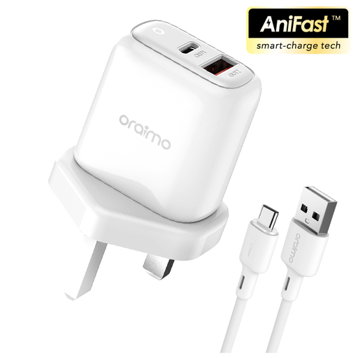 oraimo PowerCube 3 Pro 18W Fast Charging Charger Kit with Type-c Cable - OCW-U94D-C53