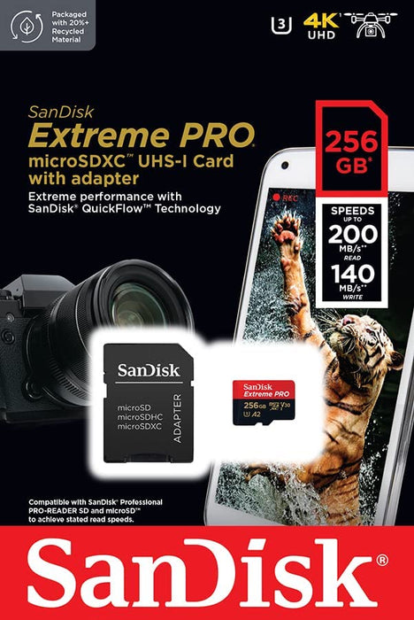 SanDisk 256GB Extreme PRO MicroSDXC Memory Card - SDSQXCD-256G-GN6MA