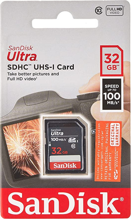 SanDisk  32GB Ultra SDXC Memory Card 100MB/s Class 10  - SDSDUNR-032G-GN3IN For Cameras