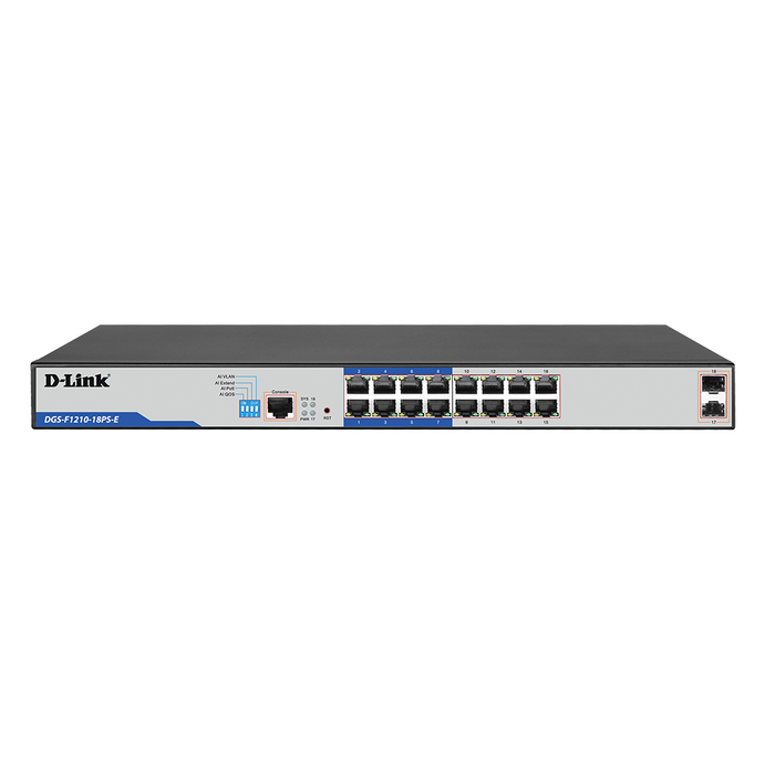 D-Link DGS-F1210-18PS-E 18-Port Gigabit Smart Managed PoE+ Switch with 16 PoE+ Ports