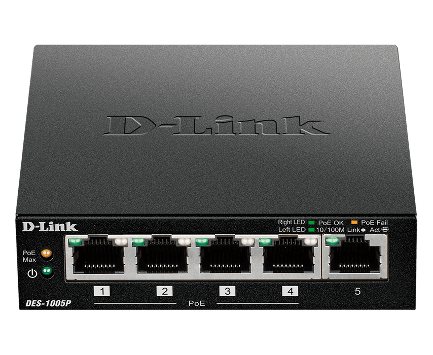 D-Link DES-1005P 5-Port 10/100 Switch with 4 PoE Ports