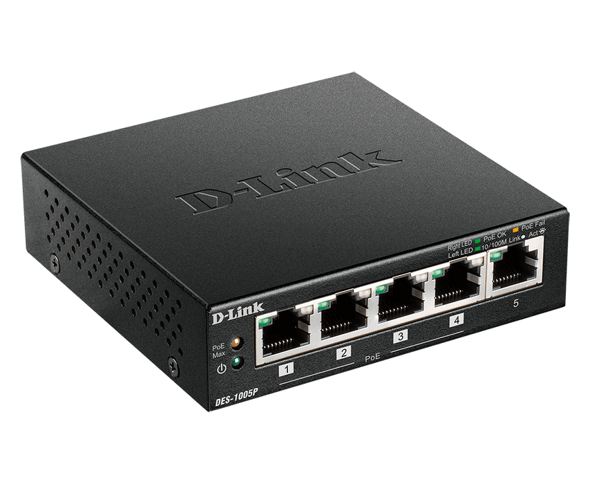 D-Link DES-1005P 5-Port 10/100 Switch with 4 PoE Ports