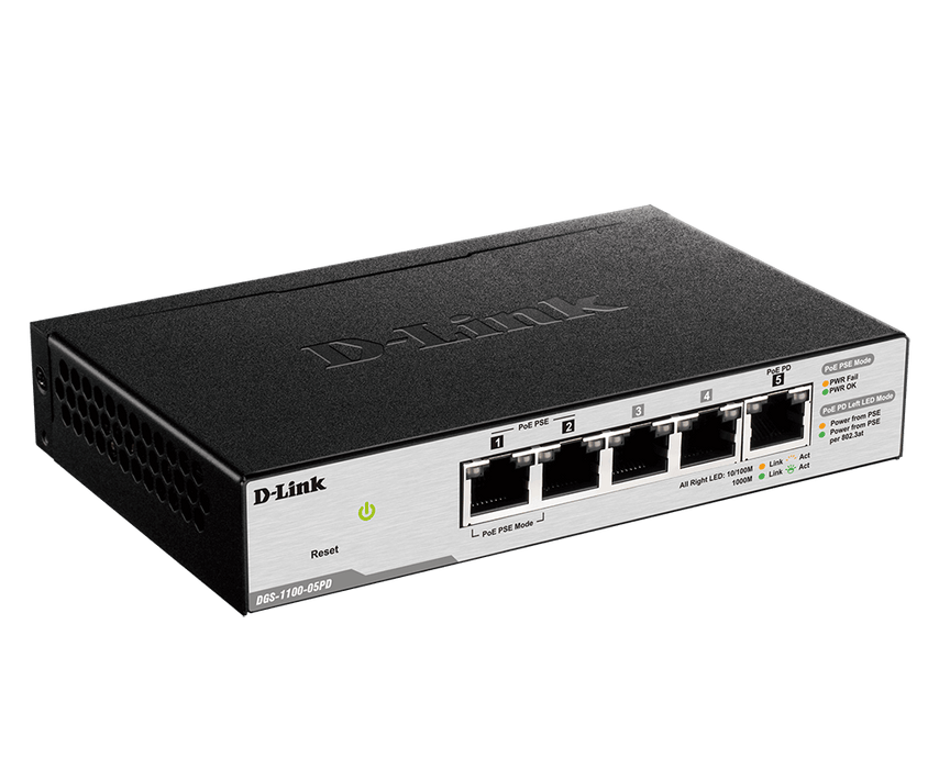 D-Link DGS-1100-05PD 5-Port Gigabit Smart Managed Switch