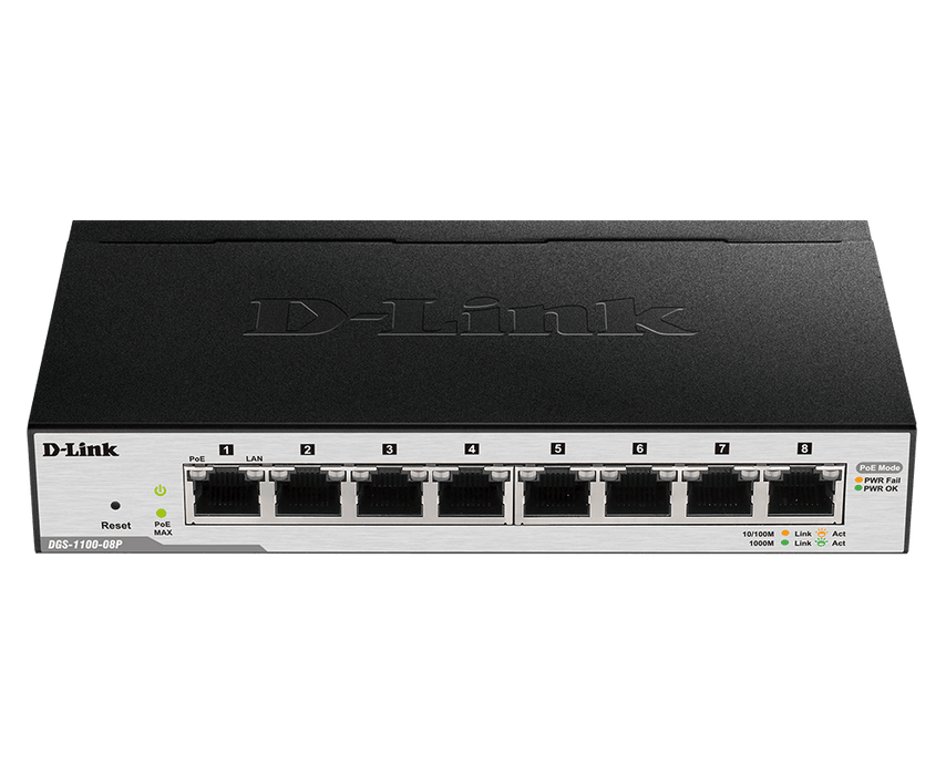 D-Link DGS-1100-08P 8-Port Gigabit PoE Smart Managed Switch