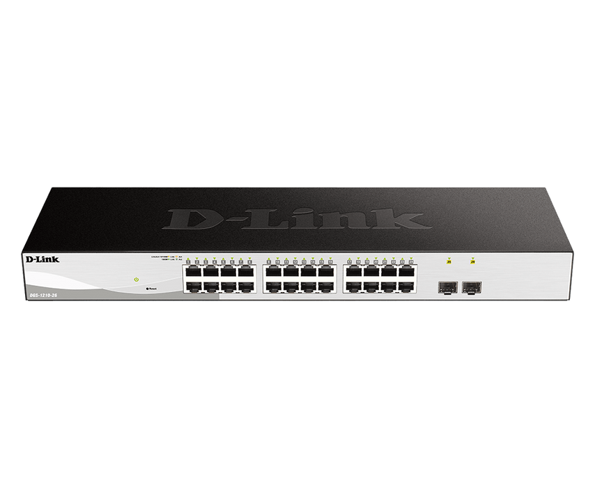 D-Link DGS-F1210-26PS-E 26-Port Gigabit Smart Managed PoE+ Switch with 24 PoE+ Ports (8 Long Reach 250m) and 2 SFP Ports